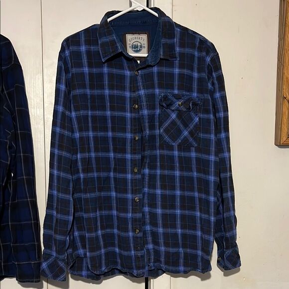 Set of 3 XL Men’s Blue Flannel Plaid Button Up - Picture 2 of 7